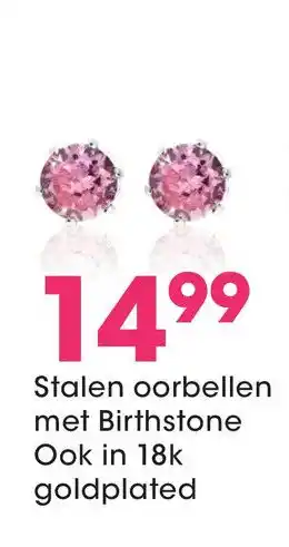 Lucardi Birth Stones Stalen oorbellen met Birthstone aanbieding