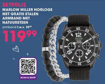 Lucardi MARLOW MILLER HORLOGE MET GRATIS STALEN ARMBAND MET NATUURSTEEN aanbieding