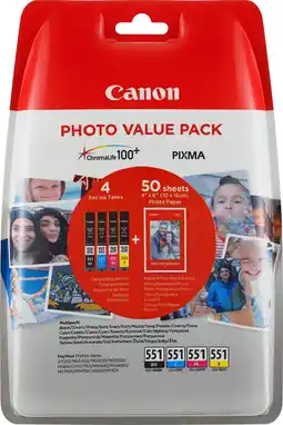 Bol.com Canon CLI-551 - Inktcartridge - Zwart / Cyaan / Geel / Magenta aanbieding