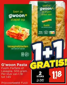 Vomar Voordeelmarkt G'woon Pasta aanbieding