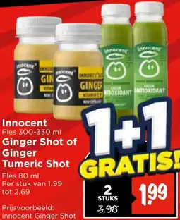 Vomar Voordeelmarkt Innocent Ginger Shot of Ginger Tumeric Shot aanbieding