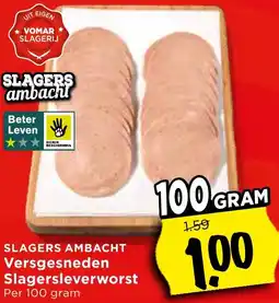 Vomar Voordeelmarkt Slagers Ambacht Versgesneden Slagersleverworst aanbieding