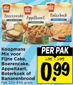 Vomar Voordeelmarkt Koopmans Mix voor Fijne Cake, Boerencake, Appeltaart, Boterkoek of Bananenbrood aanbieding