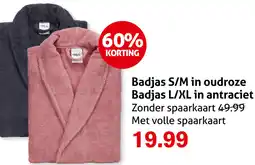 Hoogvliet Badjas S/M in oudroze Badjas L/XL in antraciet aanbieding