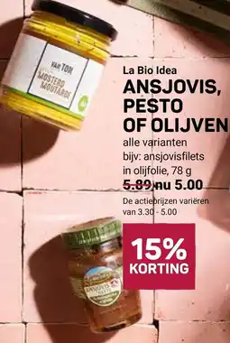 Ekoplaza La bio idea ansjovis , pesto mosters moutarde aanbieding