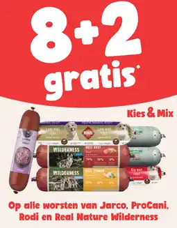 Maxi Zoo Alle worsten van Jarco, ProCani, Rodi en Real Nature Wilderness aanbieding
