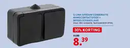 Kluswijs Q-LINK OPBOUW COMBINATIE WANDCONTACTDOOS +WISSELSCHAKELAAR aanbieding
