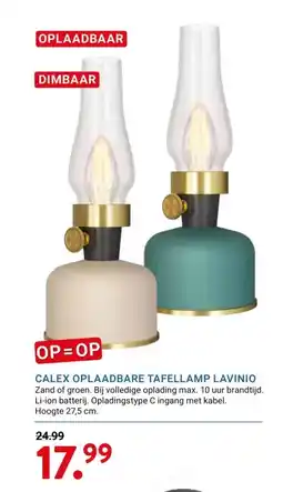 Kluswijs CALEX OPLAADBARE TAFELLAMP LAVINIO aanbieding