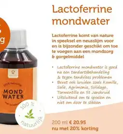 De Rode Pilaren Lactoferrine mondwater aanbieding