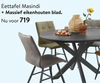 Profijt Meubel Eettafel masindi + massief eikenhouten blad aanbieding