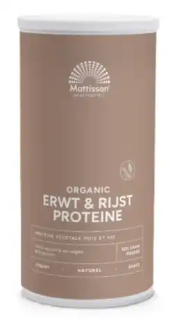 De Online Drogist Mattisson HealthStyle Organic Erwt & Rijst Proteine Natural Poeder 500GR aanbieding