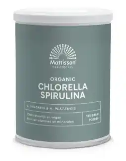 De Online Drogist Mattisson HealthStyle Organic Chlorella Spirulina Poeder 125GR aanbieding
