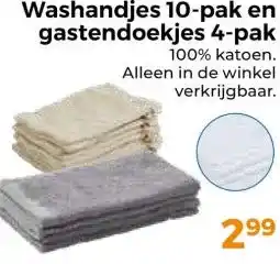 Trekpleister Washandjes 10-pak en gastendoekjes 4-pak aanbieding