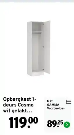 GAMMA Opbergkast 1-deurs Cosmo wit gelakt spaanplaat 200 x 49,2 x 47,1 cm aanbieding