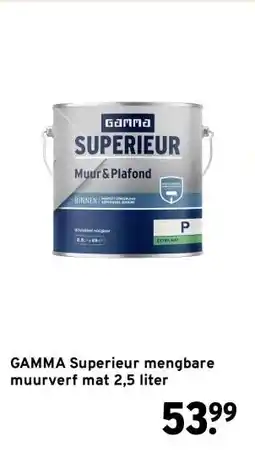 GAMMA GAMMA Superieur mengbare muurverf mat 2,5 liter aanbieding