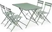 Bol.com sweeek - Bistrotuinset rechthoekige metalen tafel met vier stoelen inklapbaar - emilia aanbieding