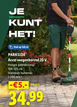 Lidl Parkside Accu-voegenborstel 20 V aanbieding