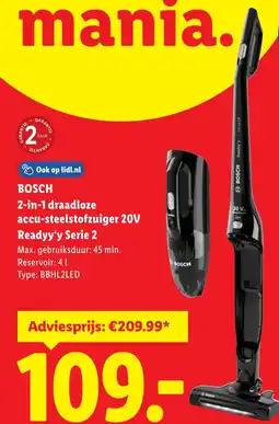 Lidl Bosch 2-in-1 draadloze accu-steelstofzuiger 20V Readyy'y Serie 2 aanbieding
