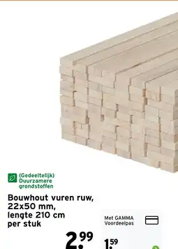GAMMA Bouwhout vuren ruw, 22x50 mm, lengte 210 cm aanbieding