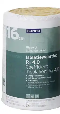 GAMMA Gamma glaswolrol 16 cm PER M² aanbieding
