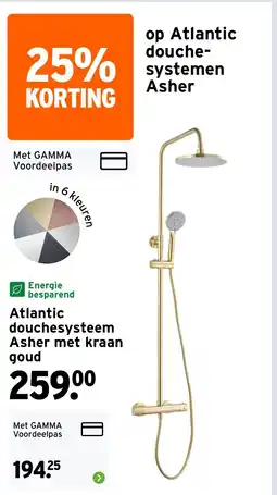 GAMMA Atlantic douchesysteem Asher met kraan goud aanbieding