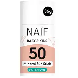Holland & Barrett 2e product 50% korting | NaÃ¯f Baby & Kids Minerale Zonnebrandstick SPF50 - 36g aanbieding