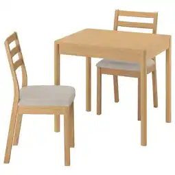 IKEA Tonstad / tonstad Tafel met 2 stoelen, eikenfineer/eikenpatroon Fridtuna lichtbeige, 80/120x70 cm aanbieding