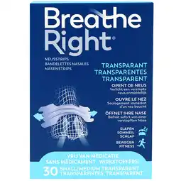 Holland & Barrett 2e product 50% korting | Breathe Right Neusstrips Small/Medium Transparant - 30 stuks aanbieding