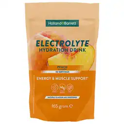 Holland & Barrett 1+1 gratis | Holland & Barrett Elektrolyten Hydration Drink Perzik - 165g (30 porties) aanbieding
