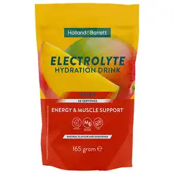 Holland & Barrett 1+1 gratis | Holland & Barrett Elektrolyten Hydration Drink Mango - 165g (30 porties) aanbieding