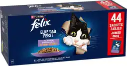 Intratuin Felix natvoer in gelei kat Elke dag feest adult mix selectie 85 g 44 stuks aanbieding