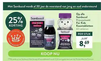 Holland & Barrett Sambucol For Kids Kauwtabletten 25% Korting aanbieding