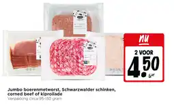 Jumbo Jumbo boerenmetworst, Schwarzwalder schinken, corned beef of kiprollade aanbieding