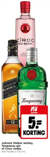 Jumbo Johnnie Walker whisky, Tanqueray gin of Ciroc vodka aanbieding