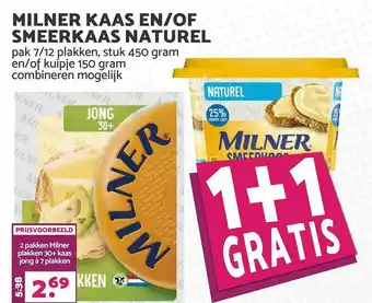 MCD Supermarkt Milner Kaas En-Of Smeerkaas Naturel 1+1 Gratis aanbieding