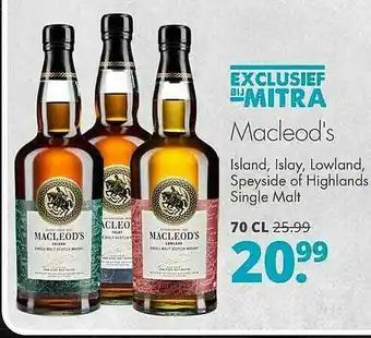 Mitra Macleod's Island, Islay, Lowland, Speyside Of Highlands Single Malt aanbieding