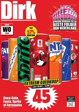 Dirck 3 Coca-Cola, Fanta, Sprite of Fernandes aanbieding