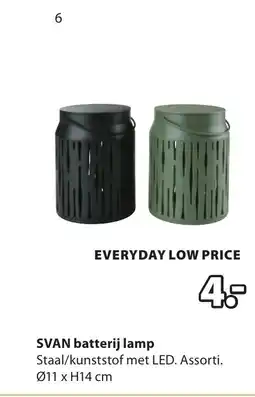 Jysk Svan batterij lamp aanbieding