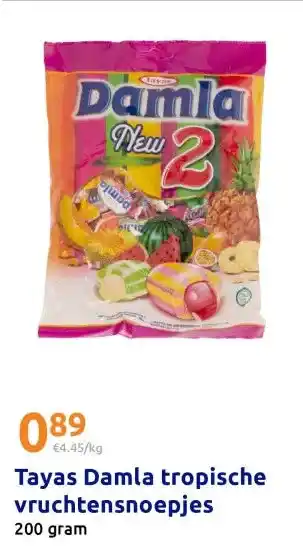 Action Tayas Damla tropische vruchtensnoepjes aanbieding