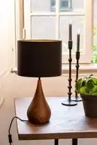 Bol.com Light & Living Tafellamp Svante - Zwart/Hout - Ø28cm - Modern aanbieding
