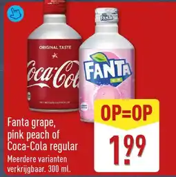 ALDI Fanta grape, pink peach of Coca-Cola regular aanbieding