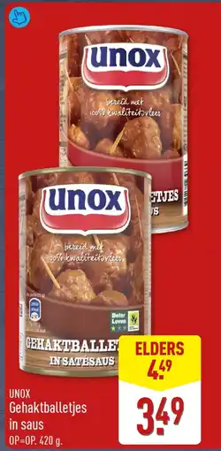 ALDI Unox Gehaktballetjes in saus aanbieding
