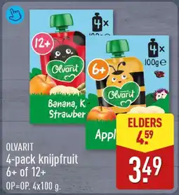 ALDI Olvarit 4-pack knijpfruit 6+ of 12+ aanbieding