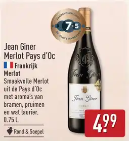 ALDI Jean Giner Merlot Pays d'Oc aanbieding