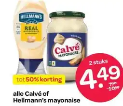 Spar alle Calvé of Hellmann's mayonaise aanbieding