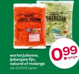Spar wortel julienne, ijsbergsla fijn, naturel of melange aanbieding