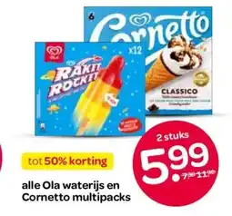 Spar alle Ola waterijs en Cornetto multipacks aanbieding