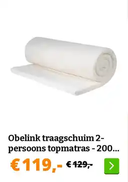 Obelink Obelink traagschuim 2-persoons topmatras - 200 x 140 x 5 cm aanbieding