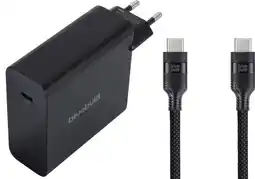 Coolblue BlueBuilt 140W GaN Usb C Oplader Zwart + Usb C Kabel 240W 2m Nylon Zwart aanbieding