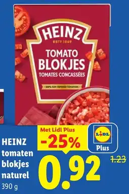 Lidl Heinz tomaten blokjes naturel aanbieding